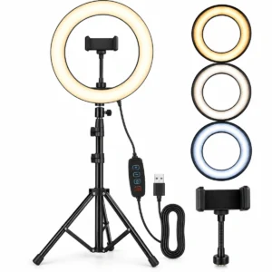 12-inch ring light with 2.1m tripod stand, phone holder and 3 lighting modes