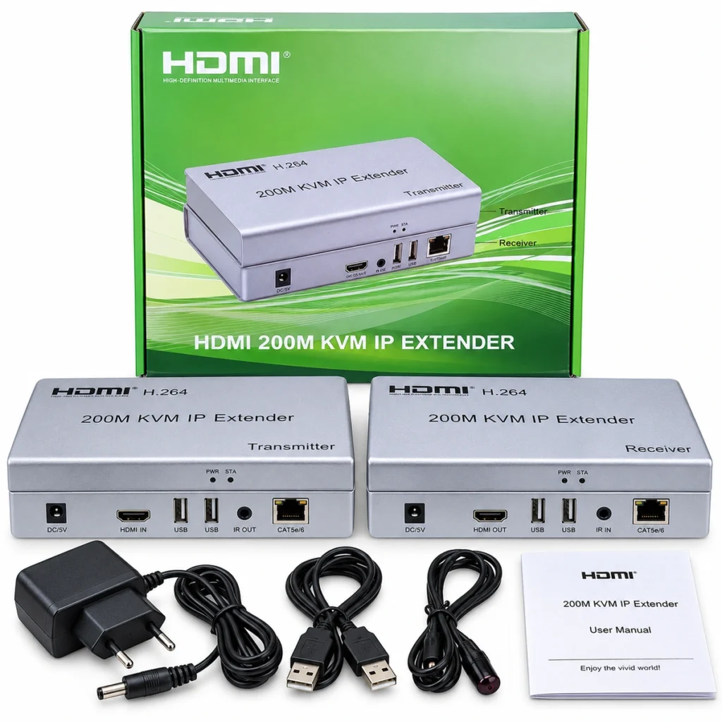 200M HDMI KVM IP extender over CAT6 with USB transmitter receiver