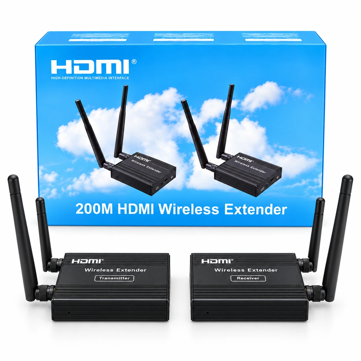 200m wireless HDMI extender dual antenna transmitter receiver
