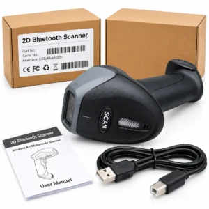 Rechargeable 2D Bluetooth barcode scanner for 1D QR and USB scanning