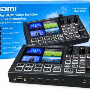 4 way HDMI video switcher with built-in 5 inch screen for live streaming