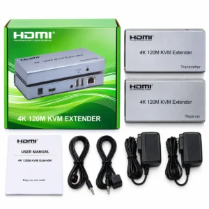 4K 120M KVM HDMI extender over CAT6 with USB transmitter receiver