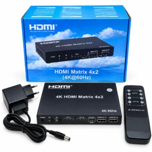 4K HDMI Matrix 4x2 with remote control and power adapter