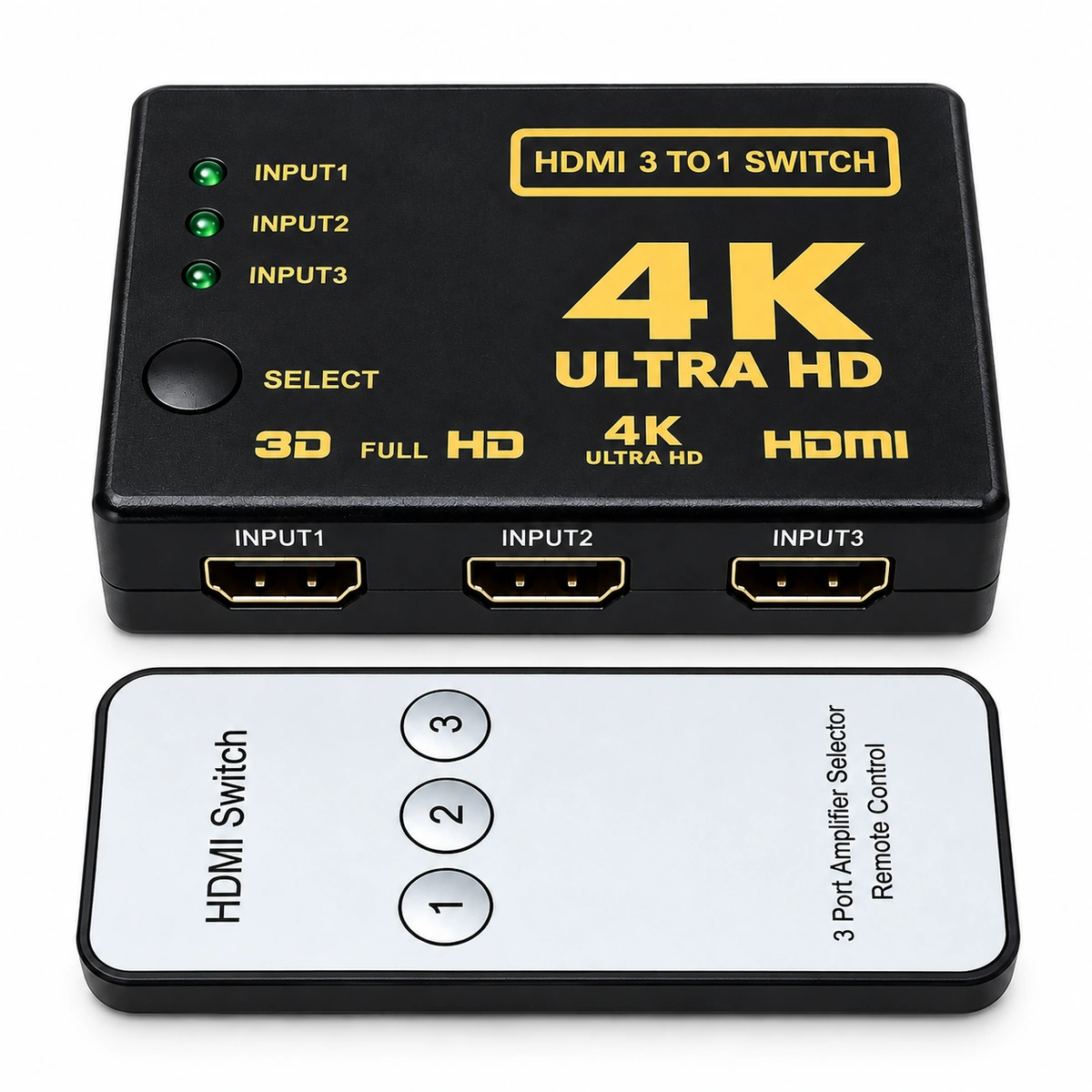 4K HDMI switch 3x1 3 input 1 output with remote
