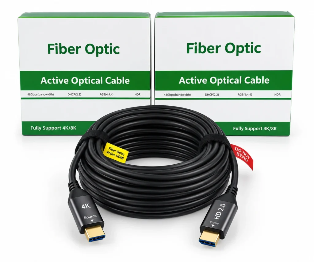 Active Optical Fiber HDMI Cable 20M 4K 8K 48Gbps