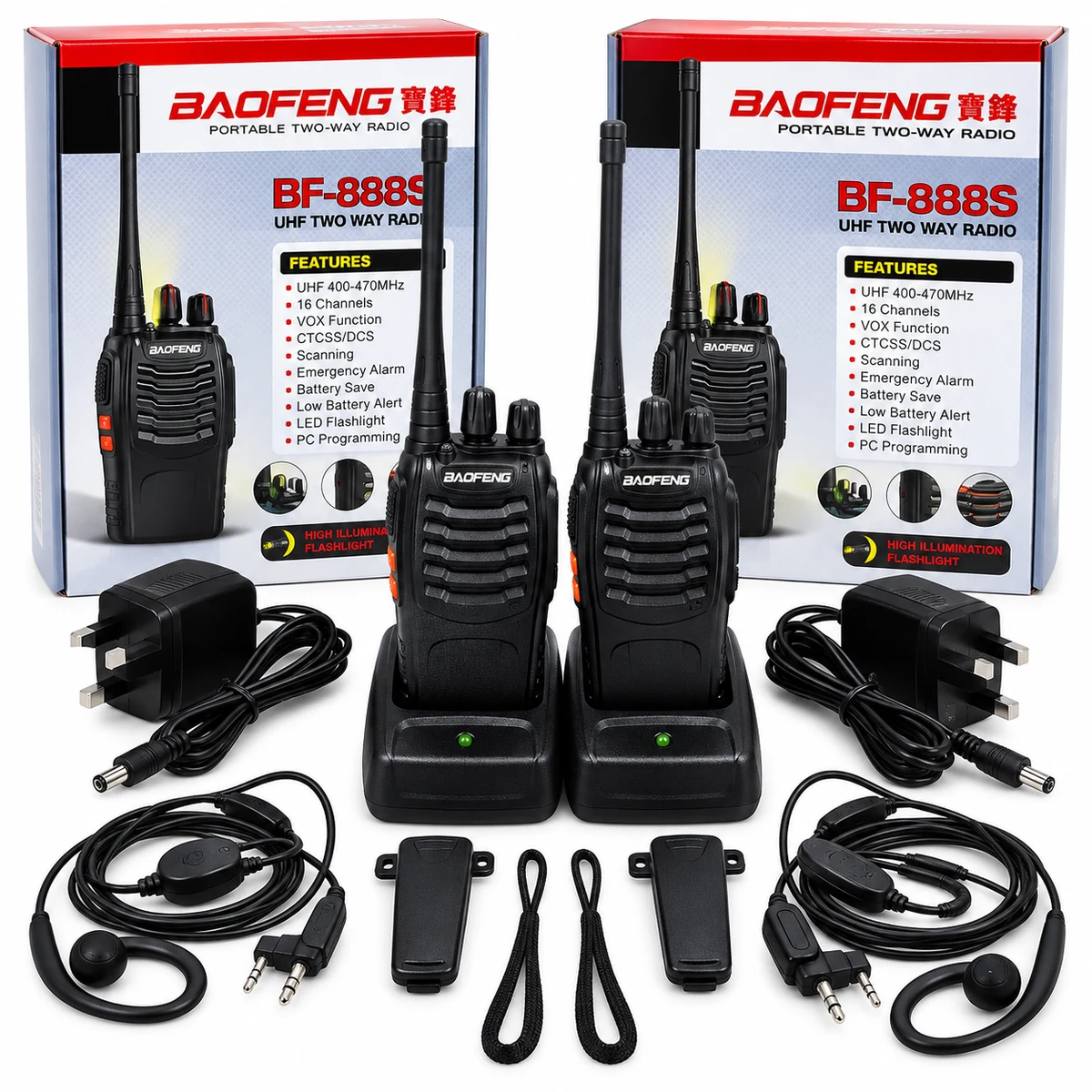 Baofeng BF-888S UHF walkie talkie two-way radio 2-piece set