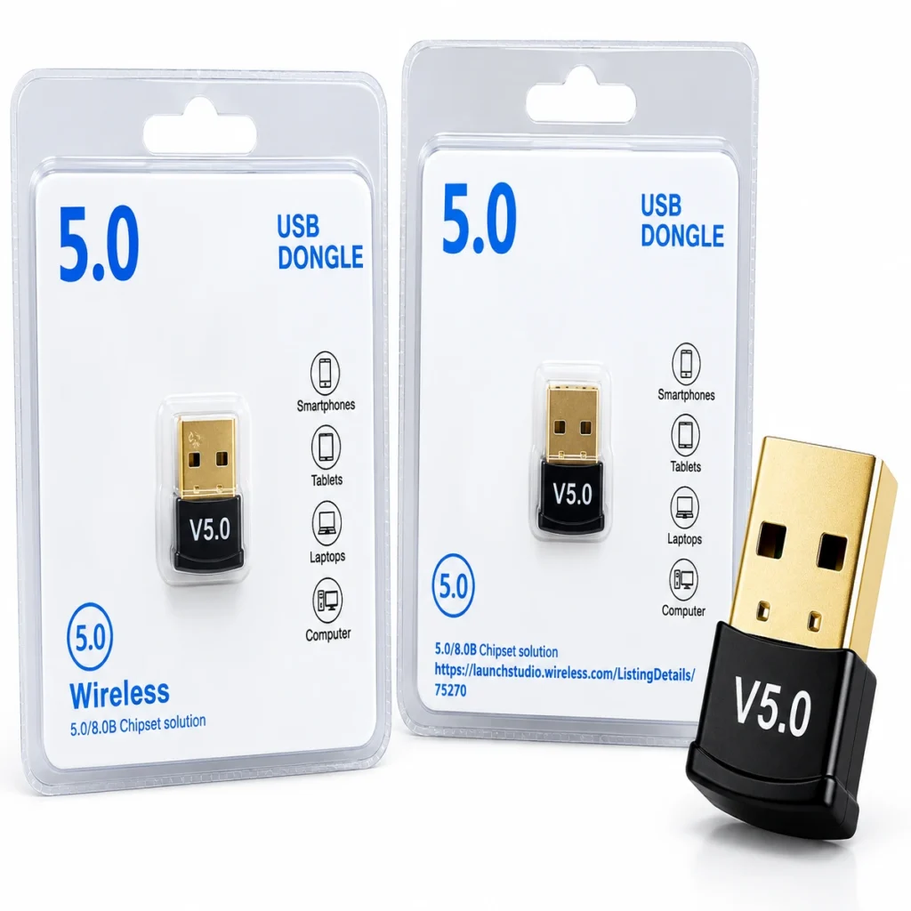 Bluetooth 5.0 USB dongle adapter for compatible PC and laptop