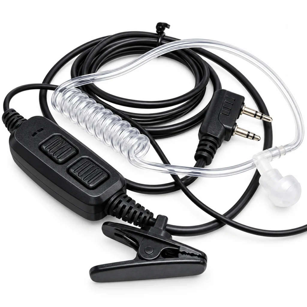 Clear acoustic tube Baofeng walkie talkie earpiece with PTT microphone