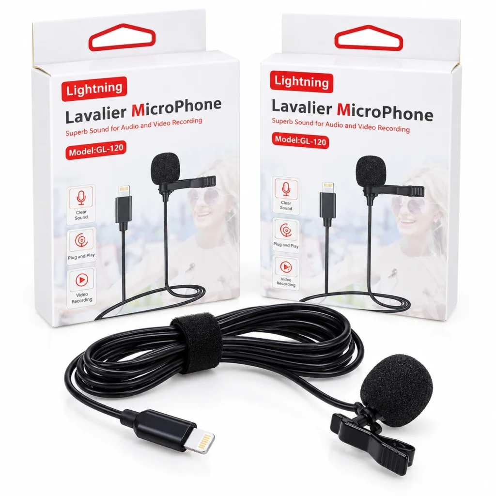 GL-120 Lightning lavalier microphone for iPhone and compatible iPad devices