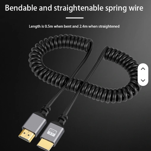 HDMI to HDMI Spiral Cable 2.4M 4K 60Hz
