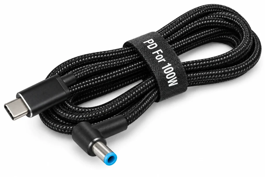 HP USB-C to blue tip 100W laptop charging cable