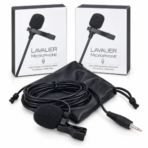 3.5mm lavalier lapel microphone for compatible camera and wireless transmitter systems