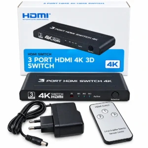 Powered 4K HDMI switch 3x1 3 port with remote
