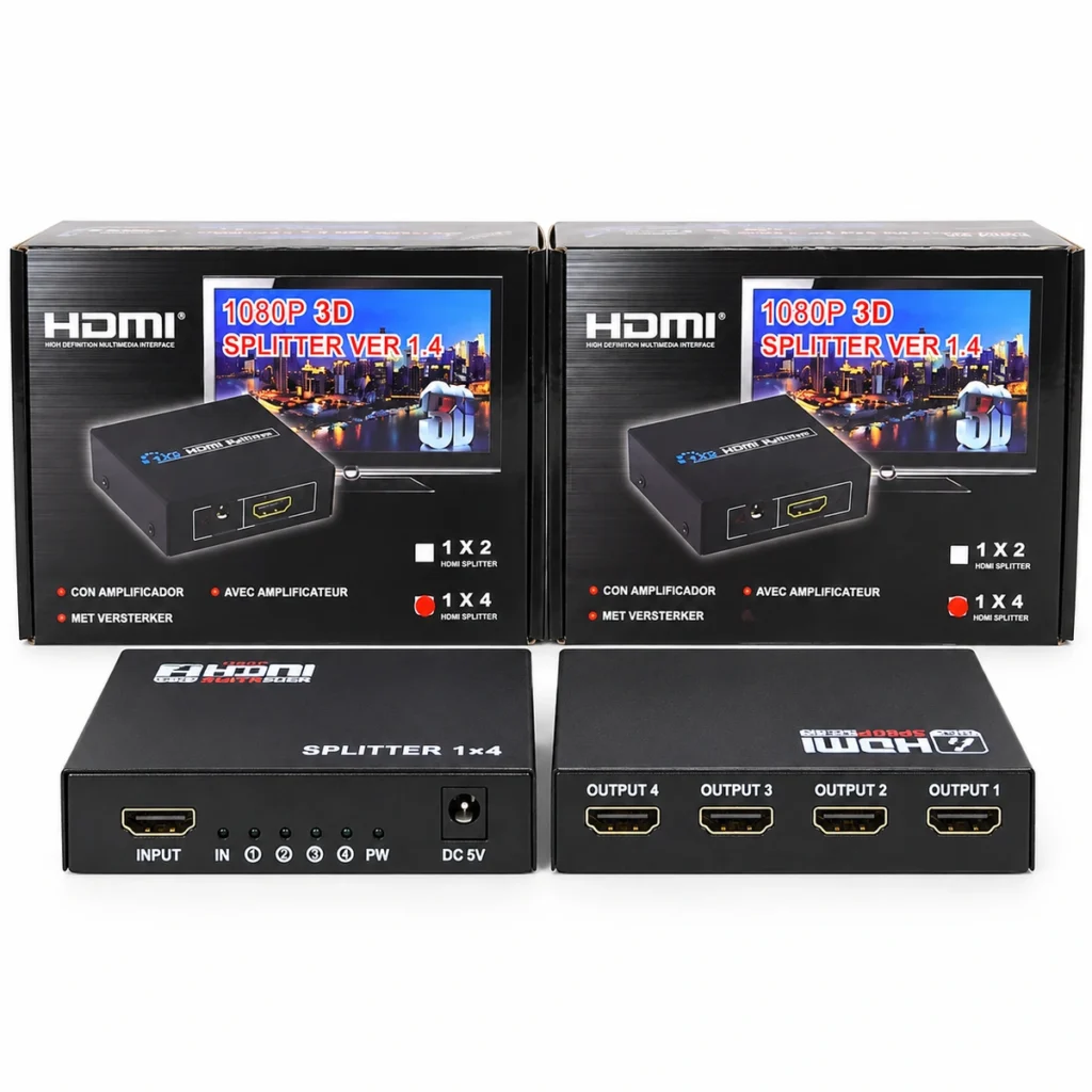 Powered 4 way HDMI splitter 1x4 Full HD 1080P