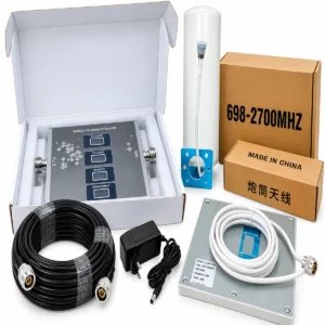 Quad-band 2G 3G 4G 5G signal booster full kit with antennas and 10m cable