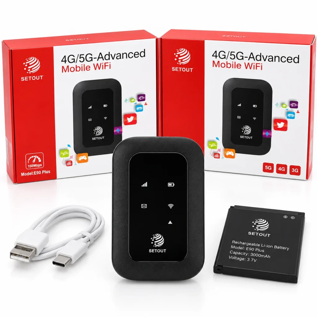 SETOUT E90 Plus universal 4G LTE MiFi portable router with 3000mAh battery