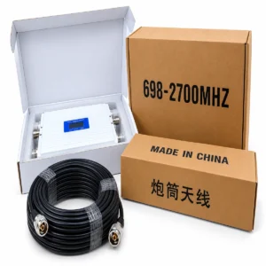 Tri-band 2G 3G 4G GSM signal booster full kit with 10m cable and antennas
