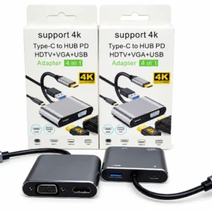 USB-C 4-in-1 hub with HDMI VGA USB 3.0 and PD