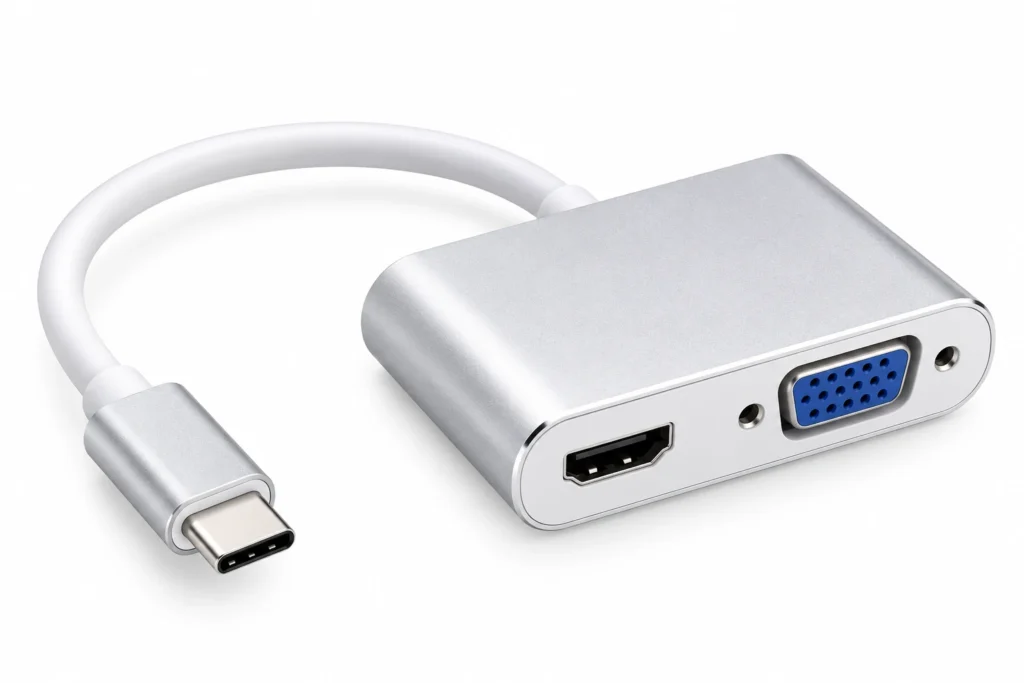 USB-C to HDMI and VGA 2-in-1 display adapter