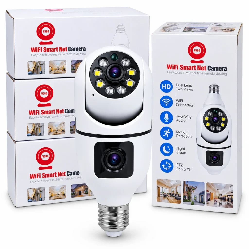 V380 Pro dual lens bulb WiFi PTZ security camera