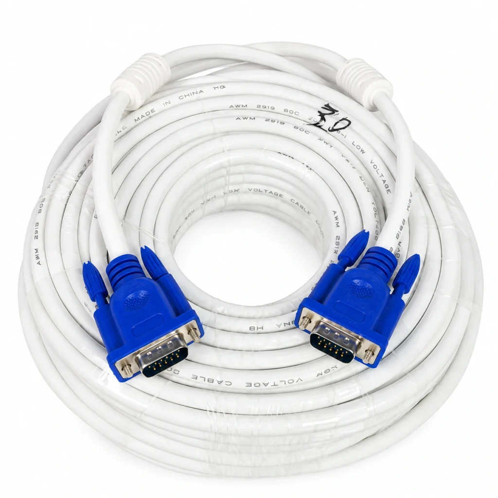 15m white VGA to VGA cable male to male