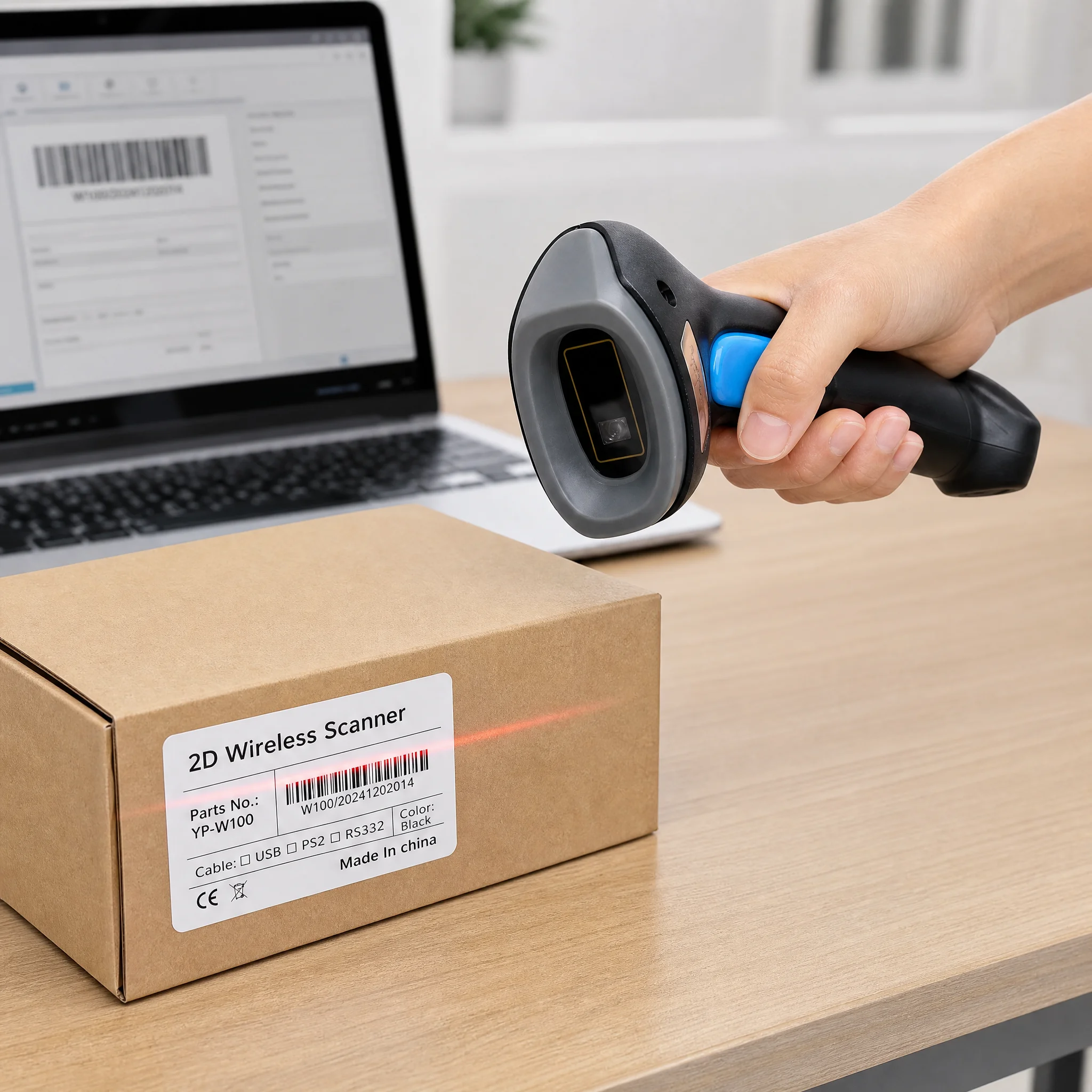 Wireless 2D Barcode Scanner and Reader in use