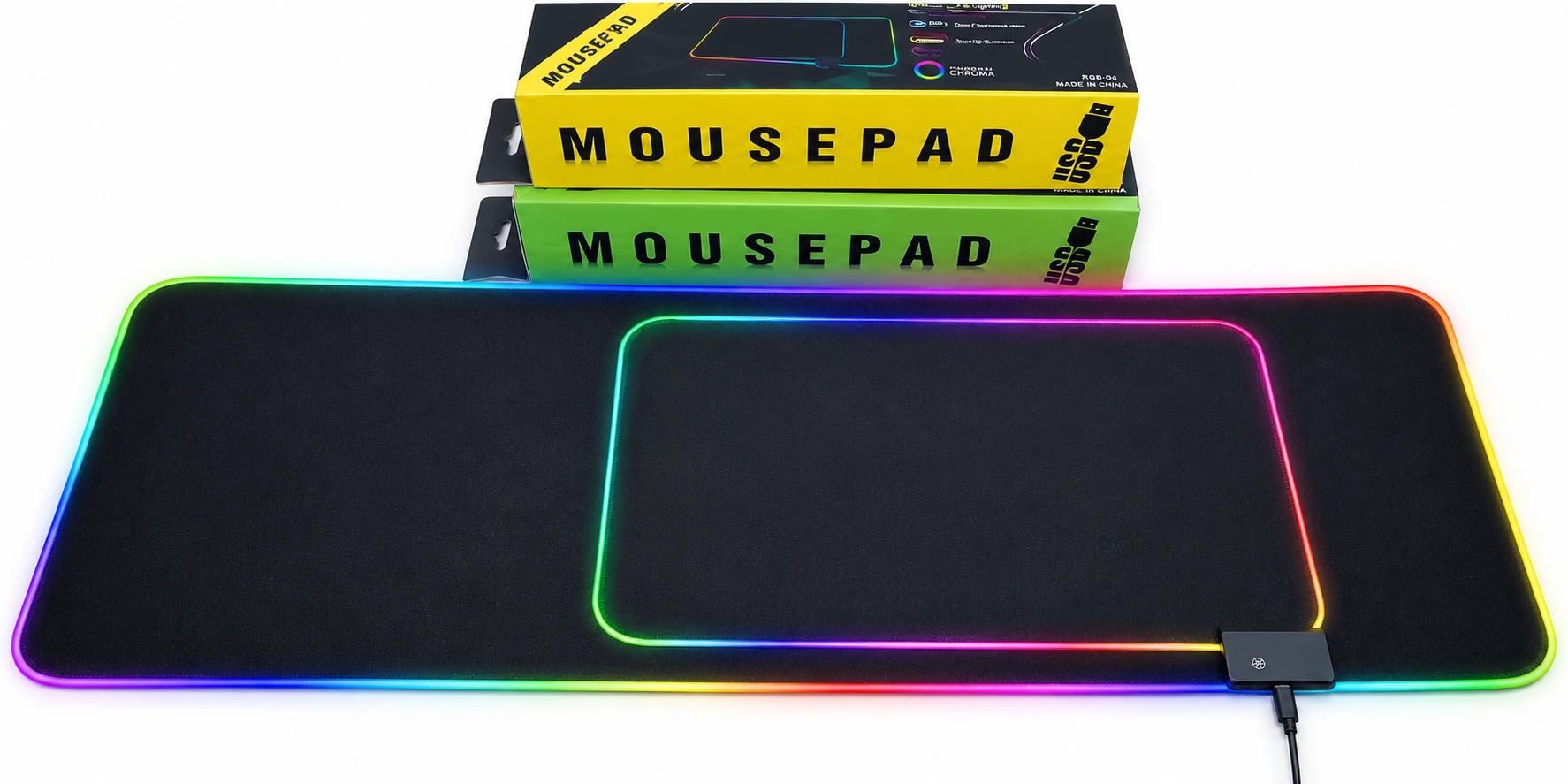 900x300mm RGB gaming mouse pad with USB powered illuminated edges