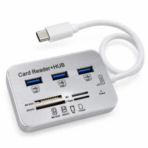 USB-C 7-in-1 hub with 3 USB ports and multi card reader