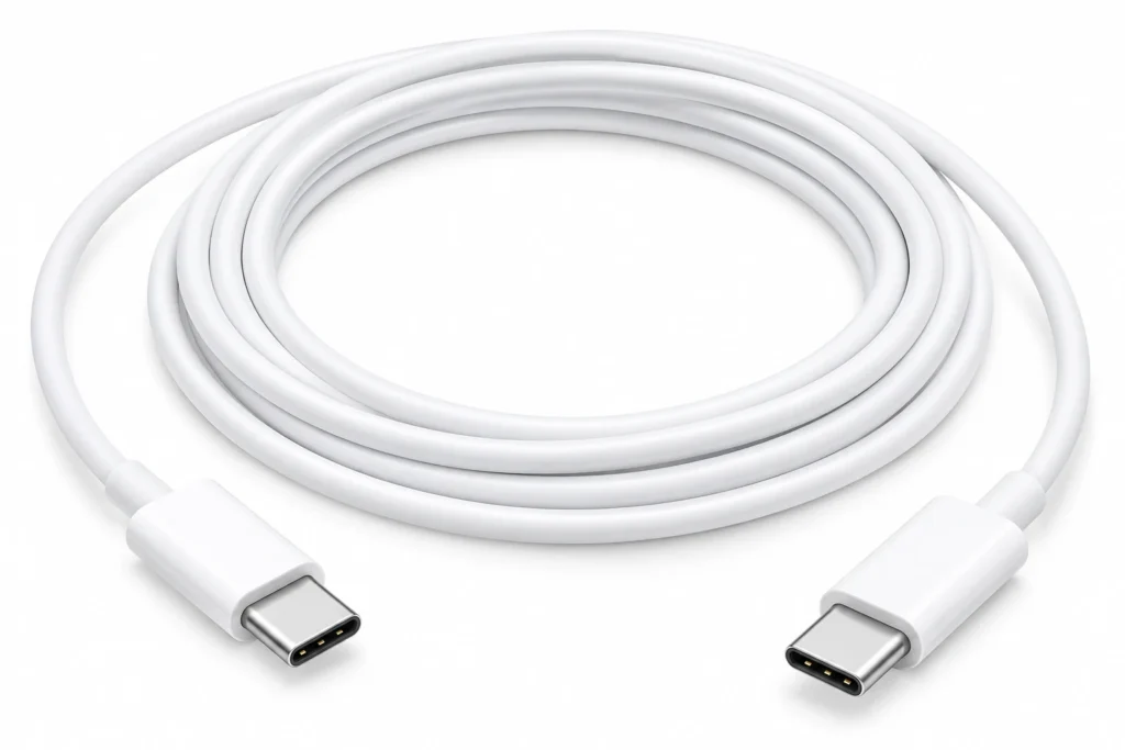 White USB-C to USB-C charging cable 2m